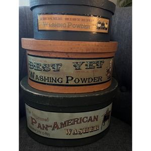 3Pc Set of Oval Nesting Boxes Vintage Washroom